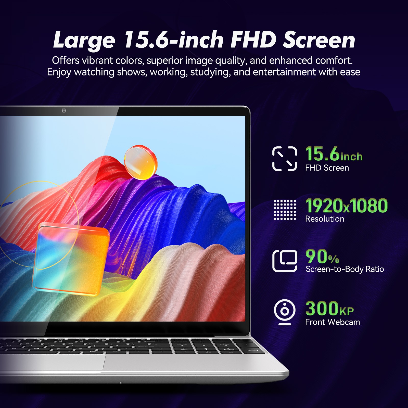 15.6inch FHD Laptop N95 4C4T Processor 16GB RAM 1TB SSD Win 11 Pro Supported US