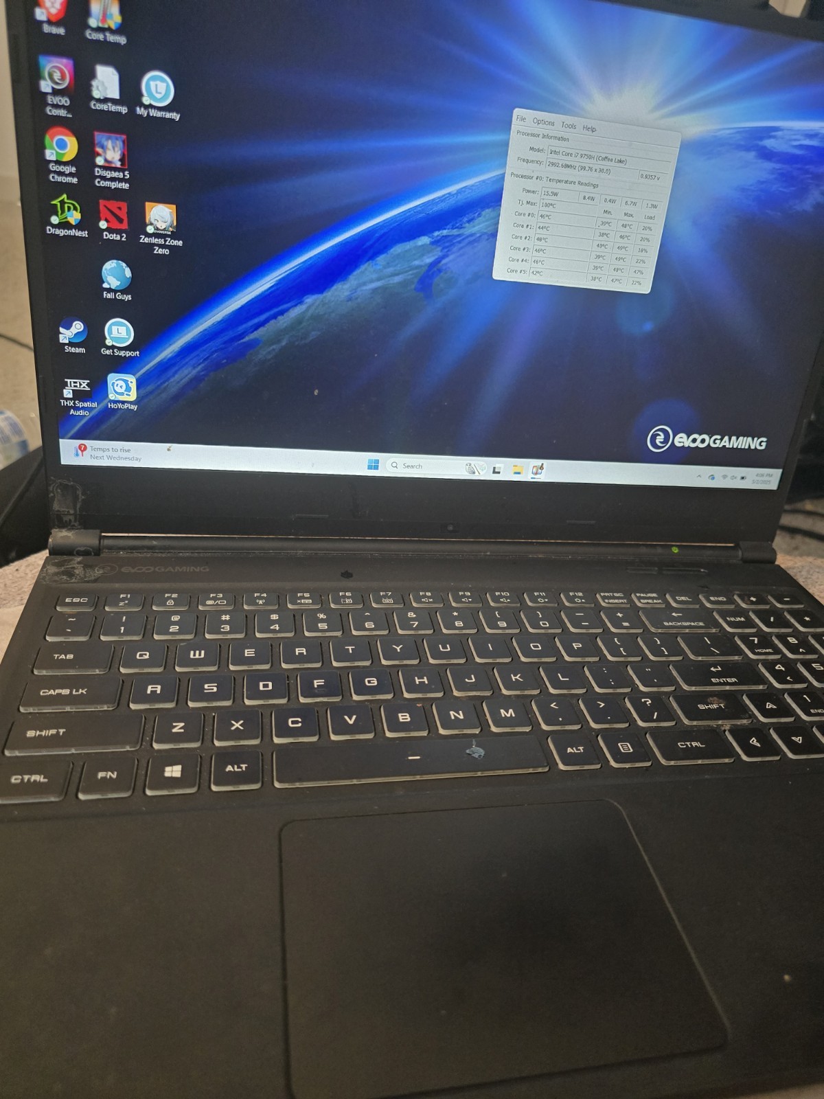 EVOO Gaming Laptop 15″ FHD 144Hz Display, Intel i7-9750H, Nvidia GTX 1660Ti