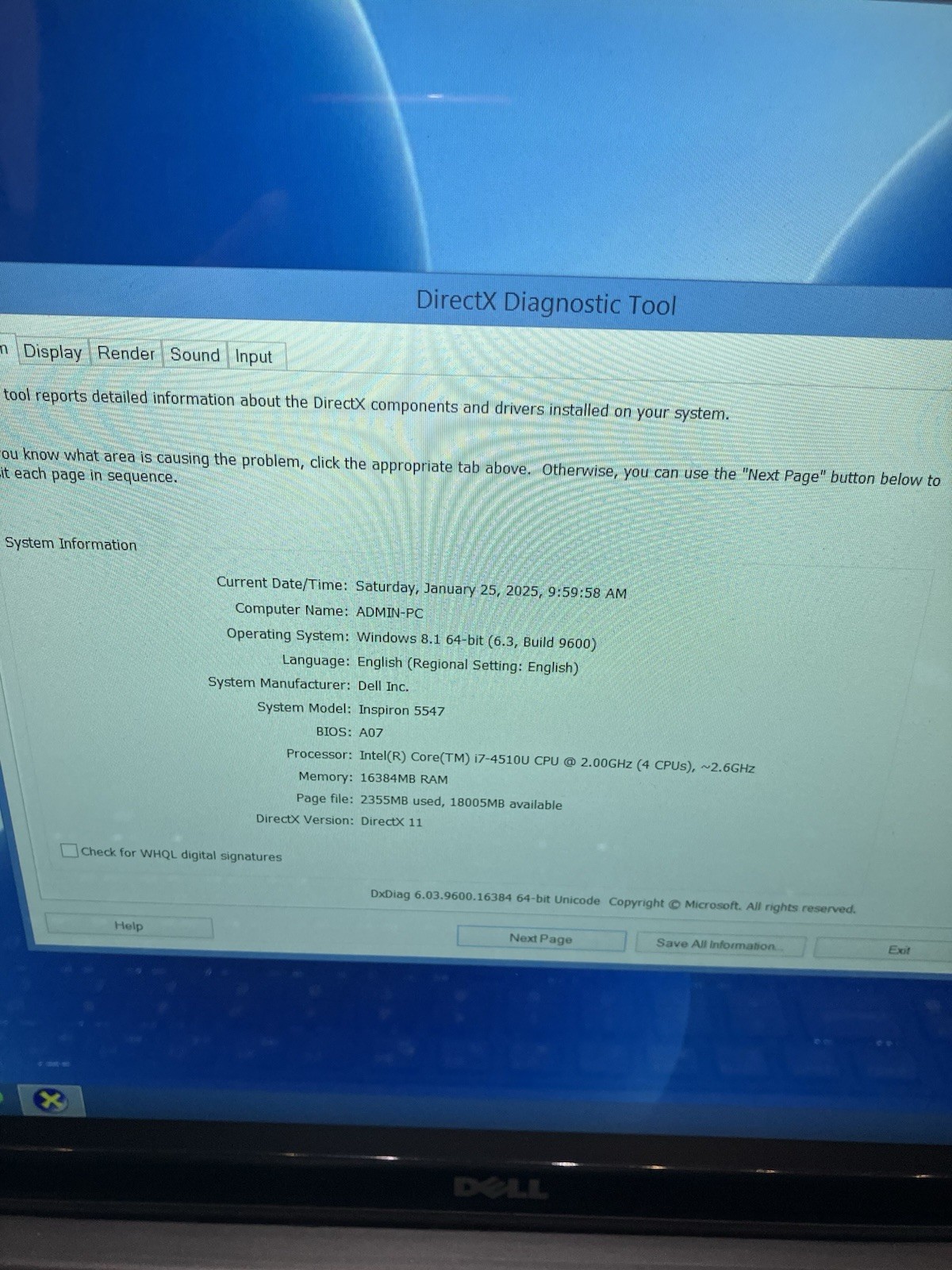 Dell Inspiron 15-5547 i7-4510u Laptop 16GB RAM 1TB HDD Touch Win8 I-7415 Jar