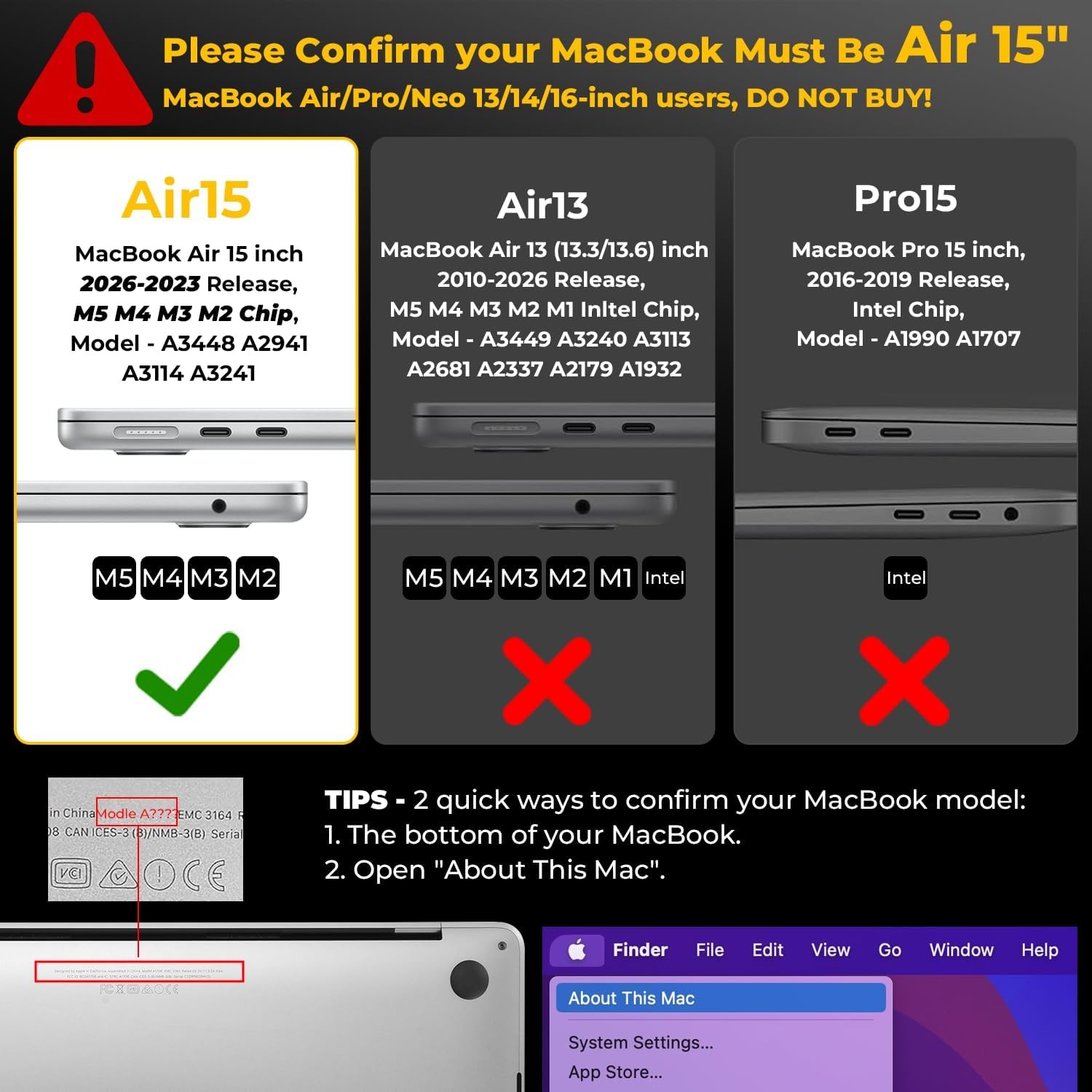 MacBook Air 15 inch Case M5 2026 2025 2024 2023 M4 M3 M2 Model A3448 A3241 A3114