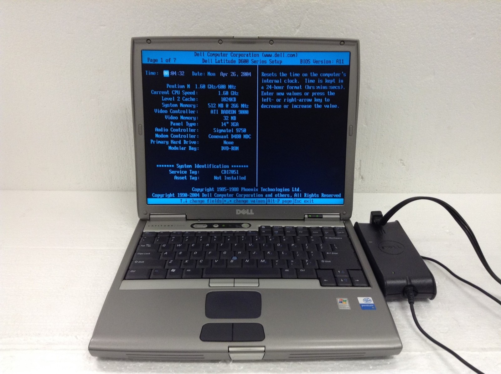 Dell Latitude D600 Pentium M 1.60GHz Laptop 14″ w/512MB, DVD, Ac Adapter, No HDD