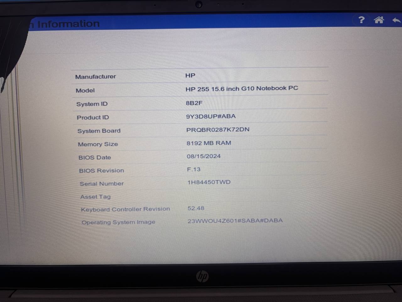 HP 255 G10 15.6″ AMD Ryzen 3 7320U 8GB RAM DDR5 256GB SSD Laptop As Is Read PH9
