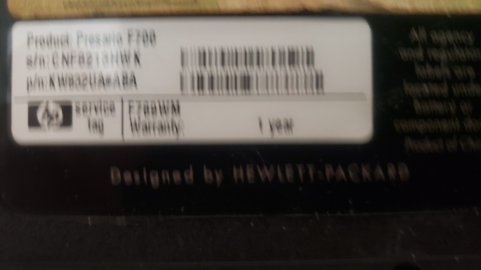 BROKEN Compaq Presario F700 Laptop AMD Athlon Dual Core Memory Parts Repair Only