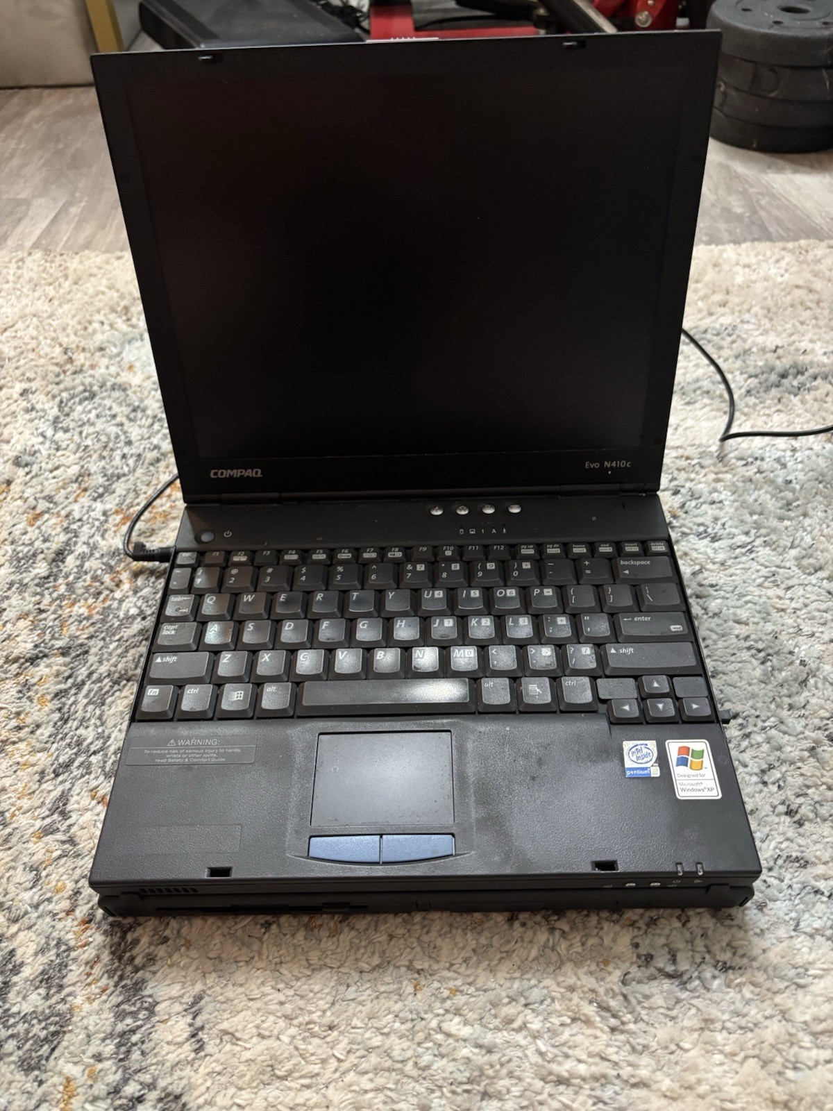 Vintage Compaq Evo N410c Laptop w/ Docking Station & Case Windows XP Tested