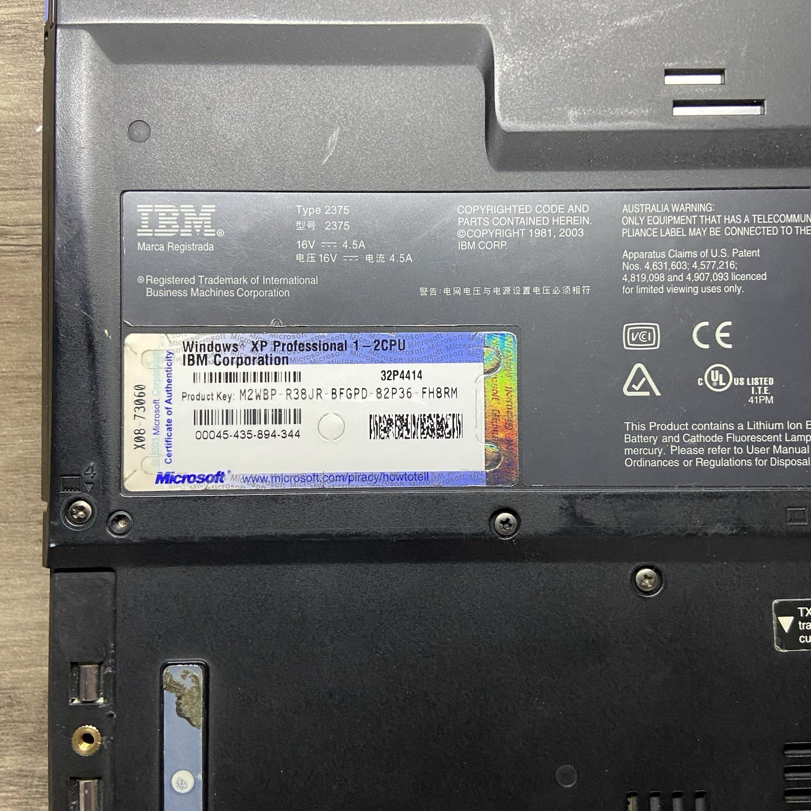 Vintage IBM ThinkPad T40 2374 Laptop Computer Parts Repair Windows Xp Notebook