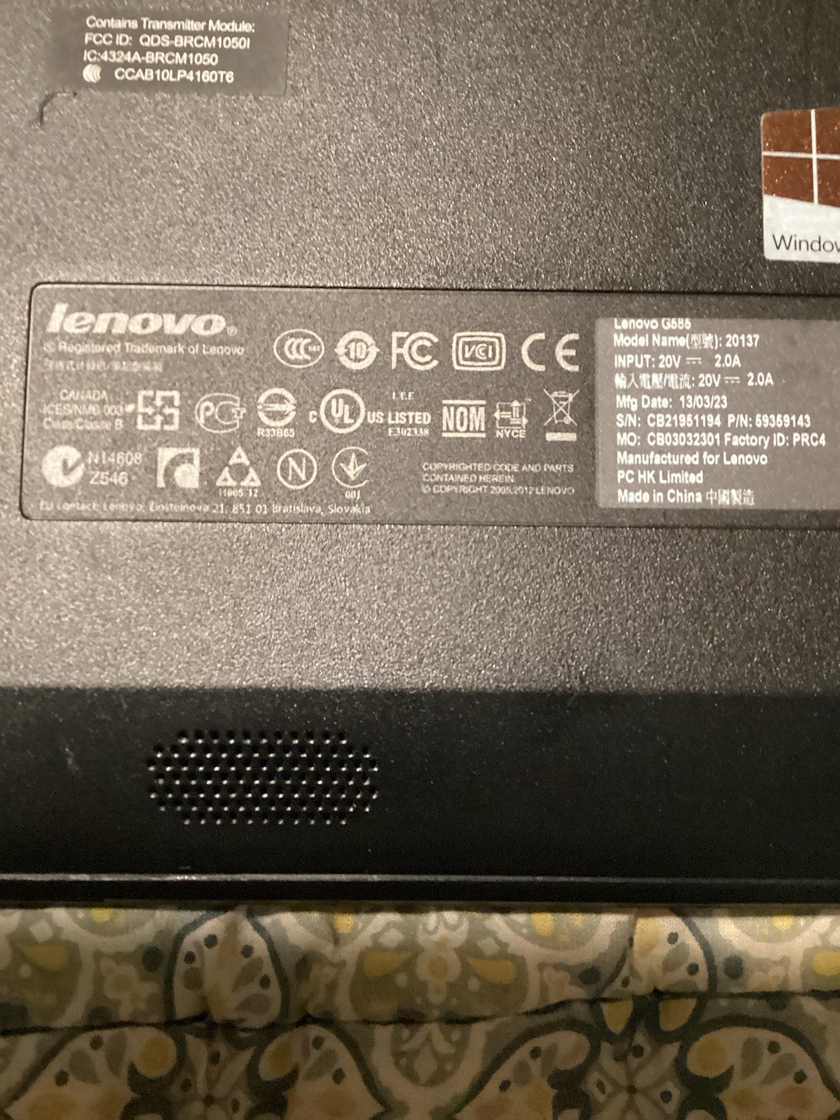 Lenovo G585 G Series 15.6″ AMD E1-1500 1.48GHz 4GB RAM Win10