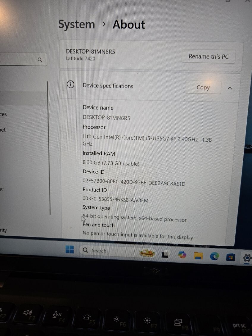 Dell Latitude 7420 i5 1145G7 1.5GHZ 8GB 256GB SSD 1080P 11 Pro