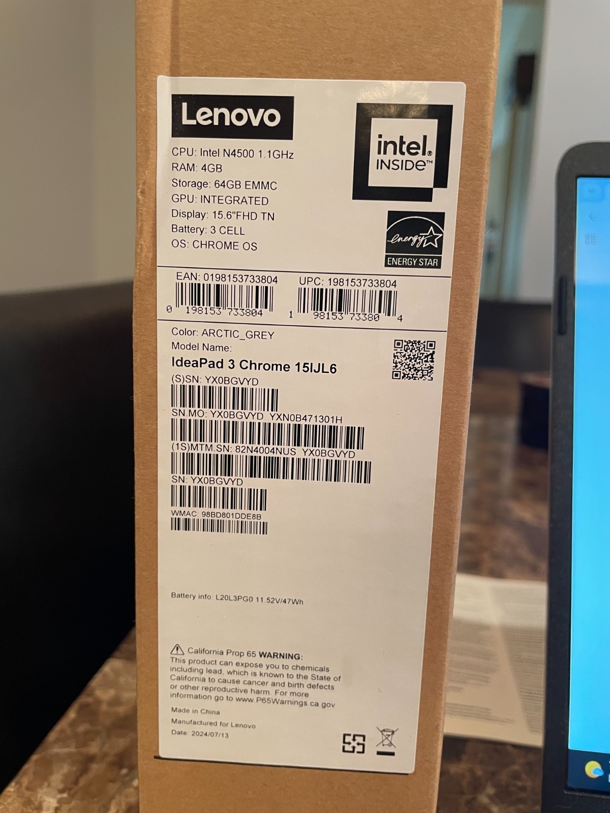 Brand New 15.6″ IdeaPad 3 Chrome 15IJL6 with 4 GB Ram, and 64GB