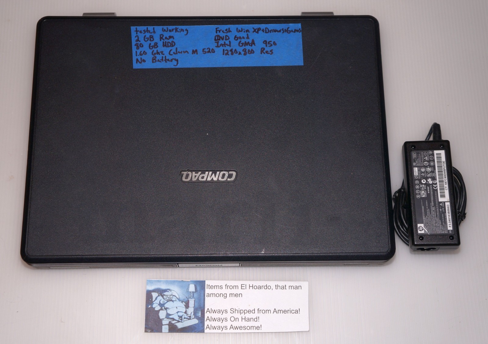 Compaq Presario C500 Laptop Intel Celeron M 1.60 Ghz 2GB Ram 80GB HDD Win XP Pro