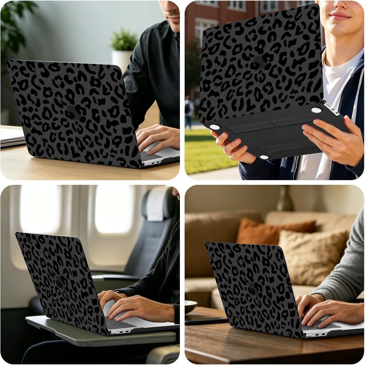 Sleeve for MacBook Air 13 inch, 3 in 1 Leopard Grain Hard Case & Keyboard Cover
