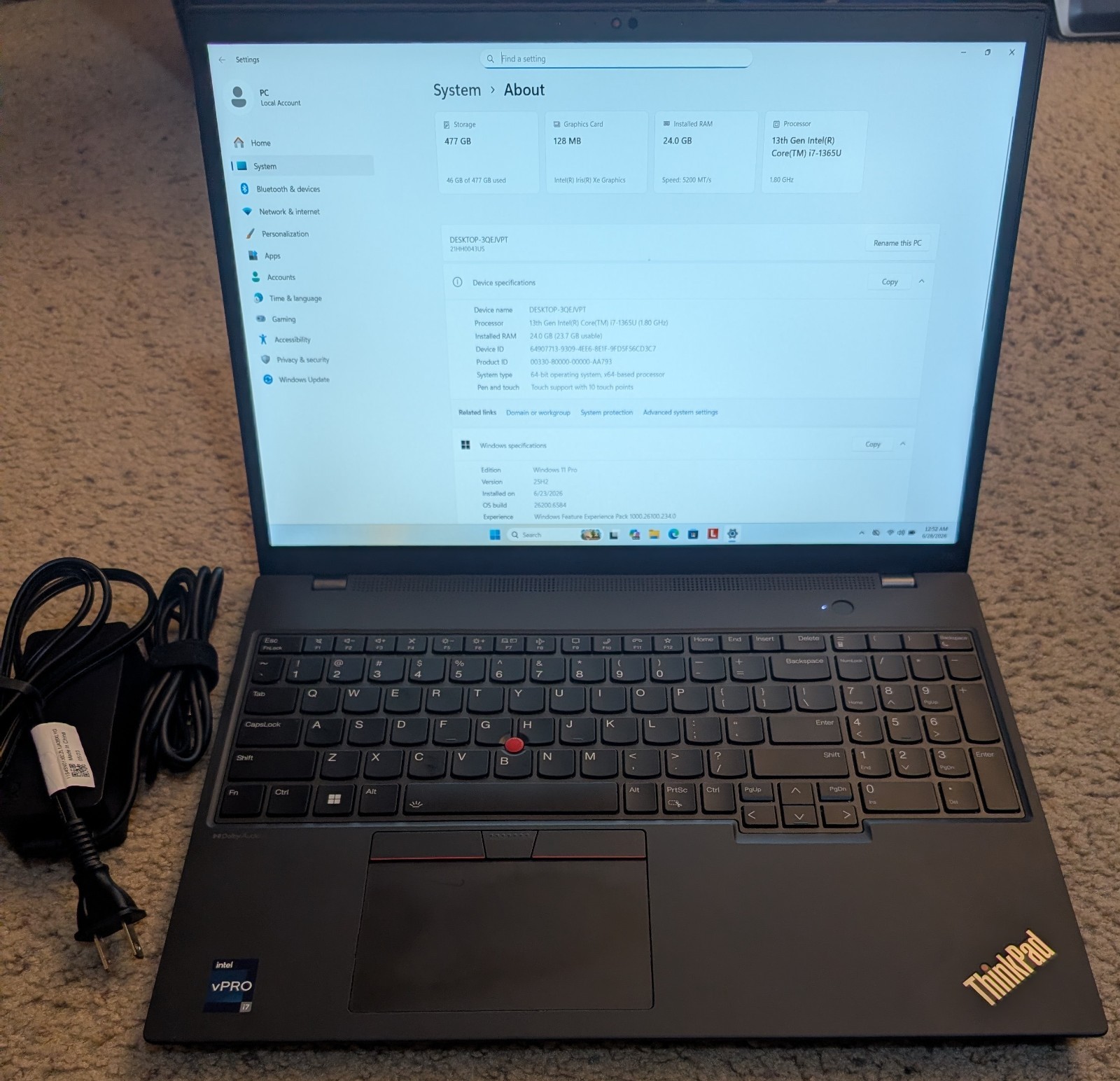Lenovo ThinkPad T16 Gen 2 16″ Touchscreen, 7-1365U, 24GB RAM 512GB SSD, Warranty