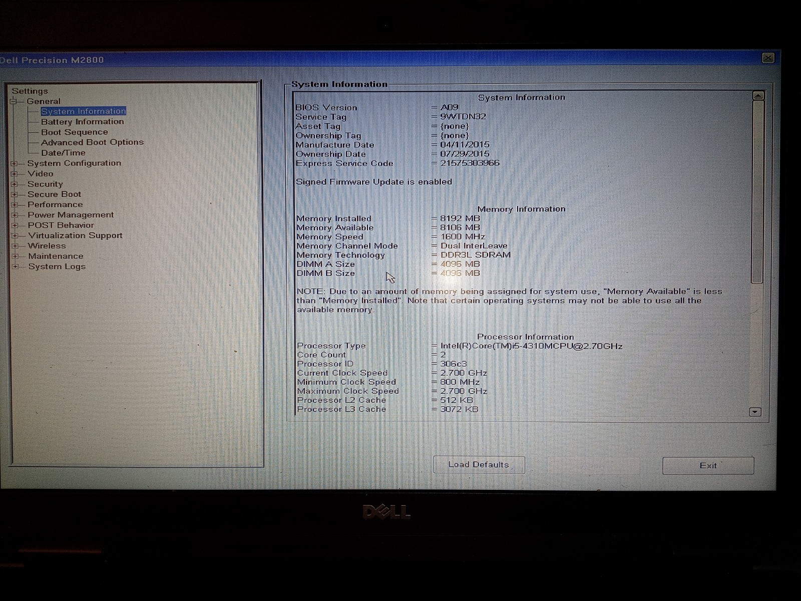 Dell Precision M2800 – 15.6″ HD, 2.7GHz i5, 8GB RAM, 500GB HDD, Windows 11