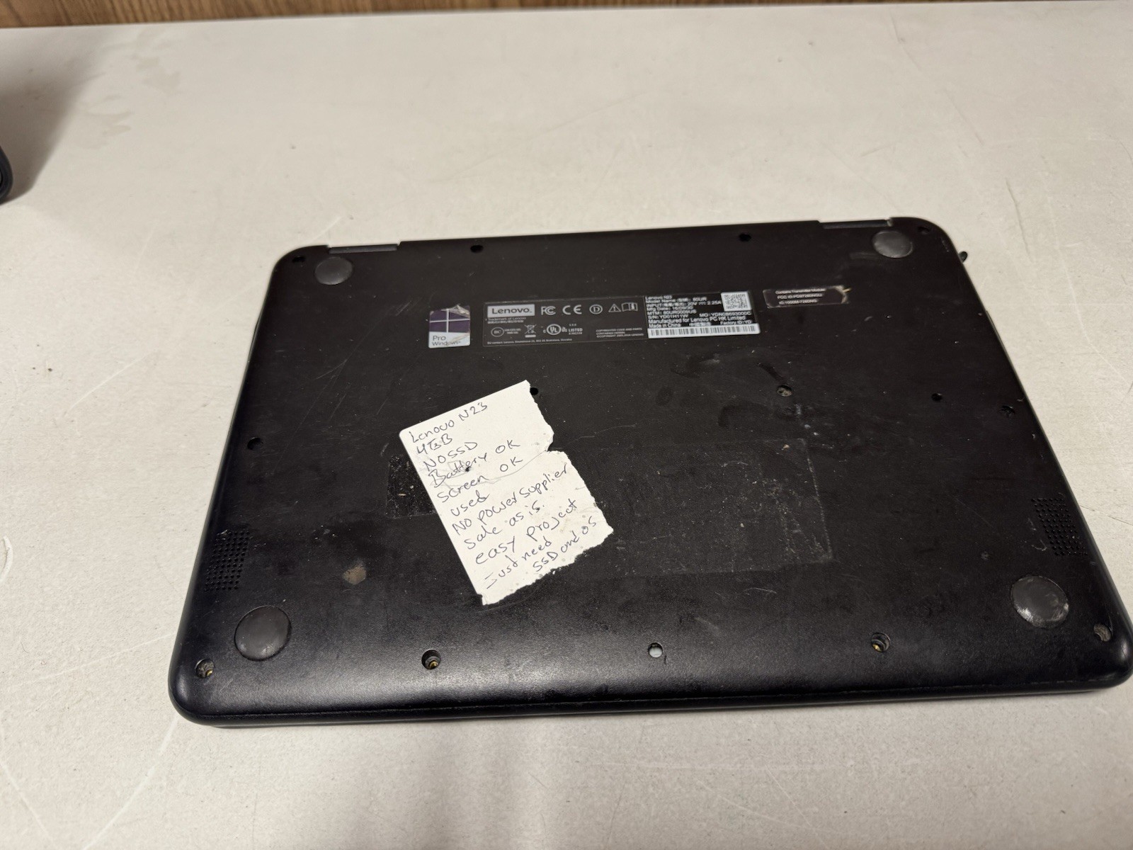 Lenovo N23 Chromebook 4GB RAM No SSD No Charger AS-IS For Parts Repair