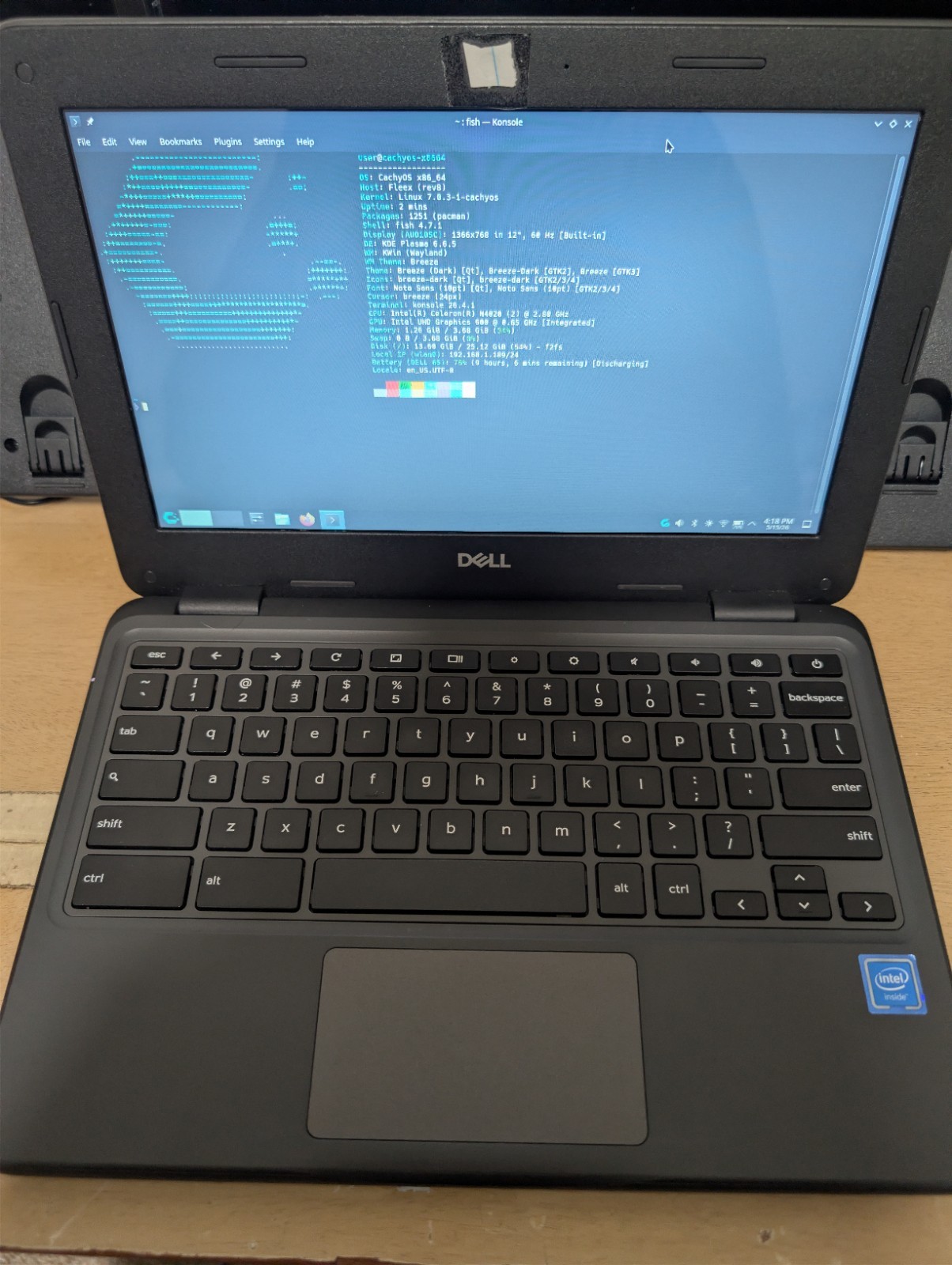Dell Chromebook 3100 Touchscreen 32 GB 4 GB Celeron N4020 CachyOS UEFI Firmware