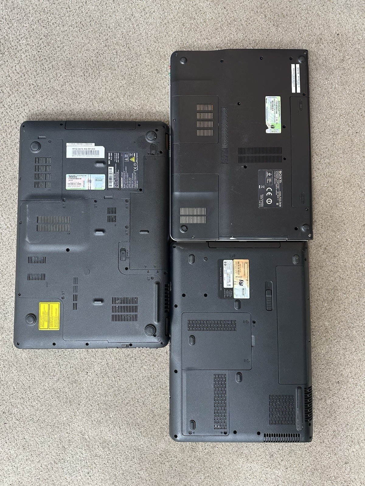Laptop, notebook Medion, Sony, HP, without hard drive and cable
