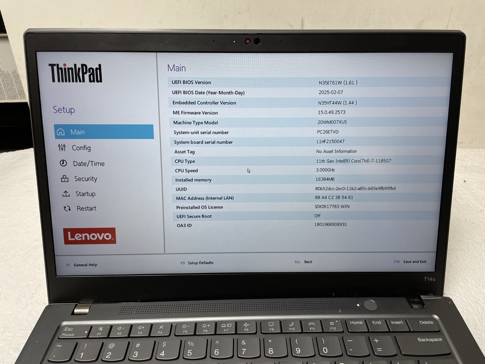 Lenovo ThinkPad T14S Gen 2 14″ Core i7-1185G7 @3.00GHz 16GB RAM NO SSD Touchscrn