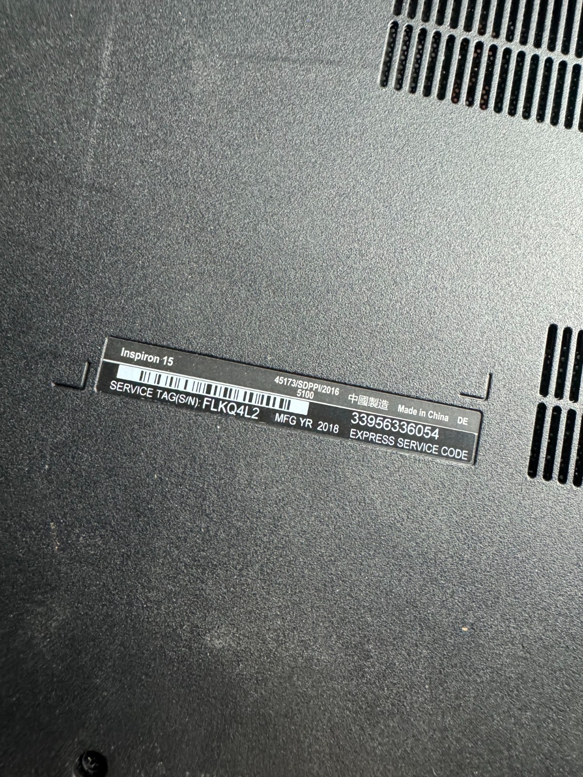DELL INSPIRON 15-3565 AMD A6-9200, 4GB RAM, 500GB HDD Laptop for Repair #5360