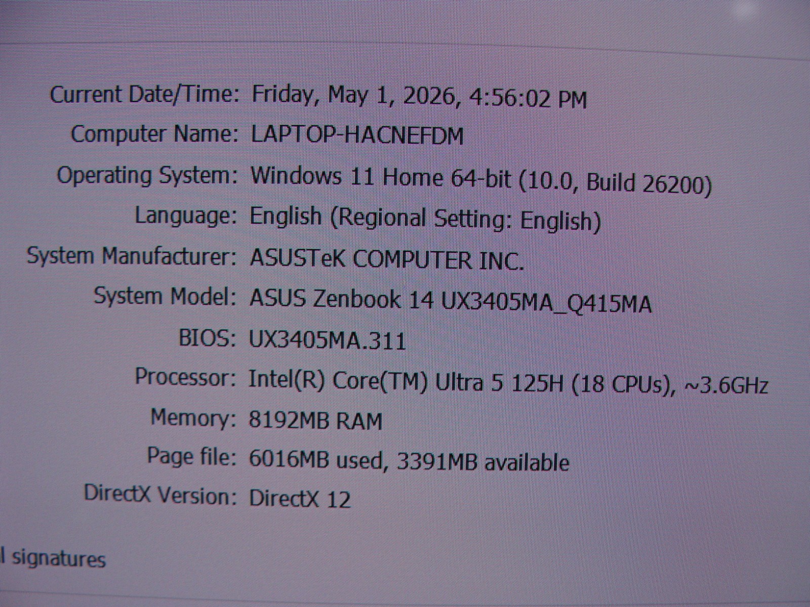 Asus ZenBook Q415MA 14″FHD+ TOUCH ultra 5 125H 3.6GHz 8GB 512GB SSD Win 11H +PA