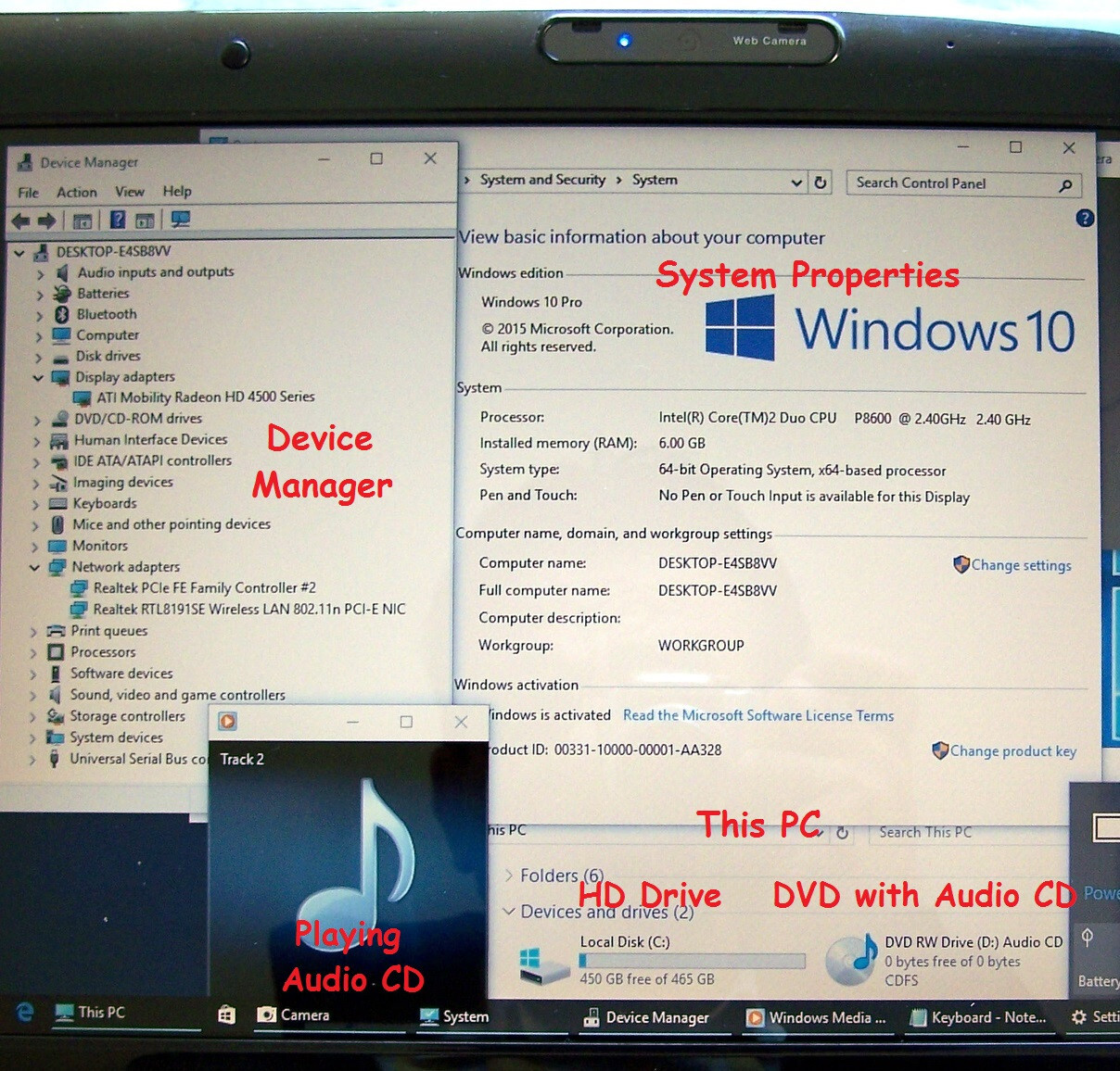 Toshiba 15.6 Satellite L505 Intel 2.4GHz 6GB 500GB Ati Radeon HD-4500 HDMI Win10