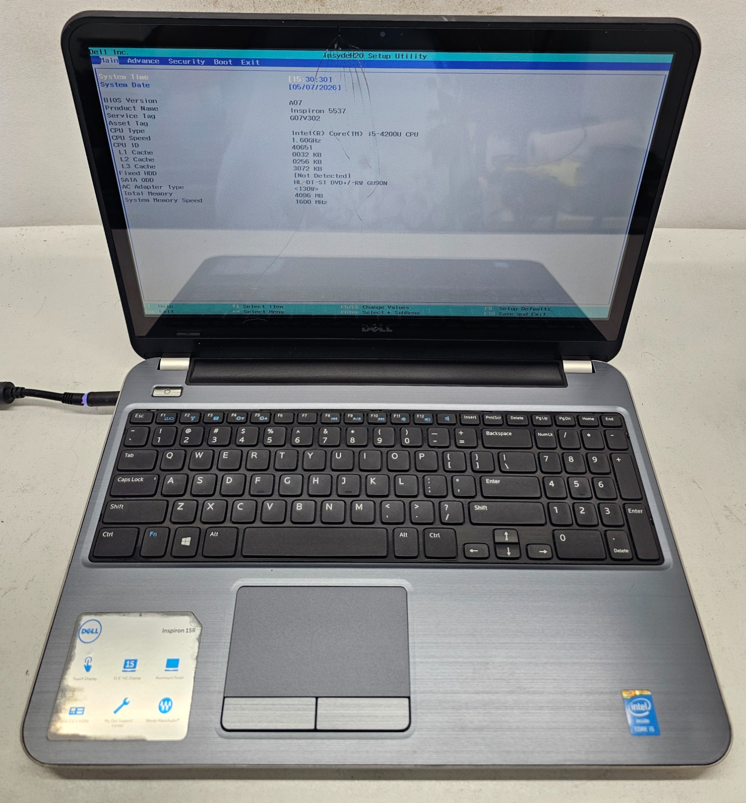 Dell Inspiron 5537 15.6″ Touch Laptop Intel Core i5-4200U 4GB Ram NO HD/OS (FL)