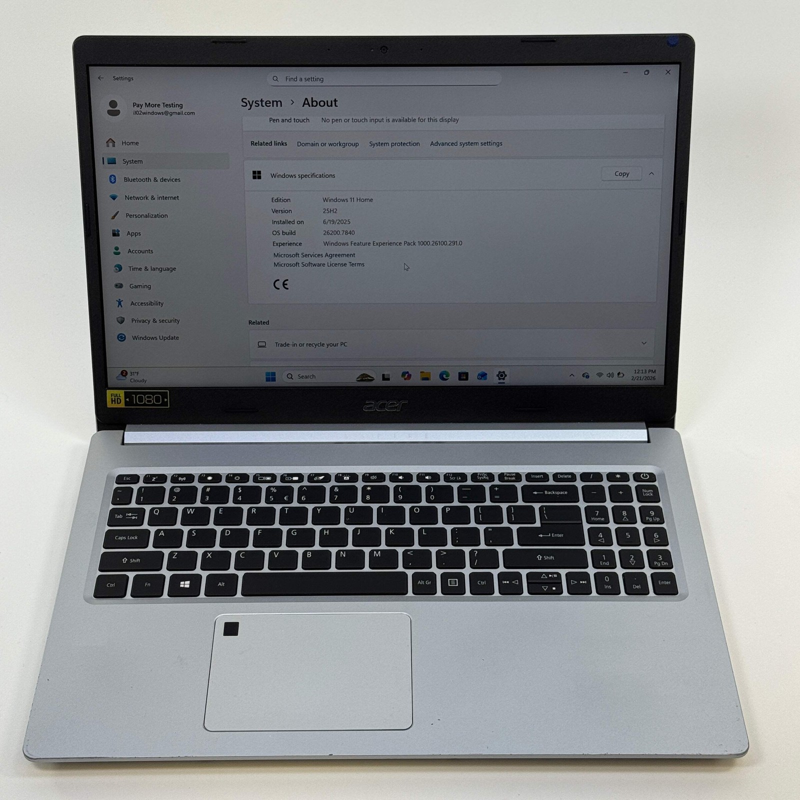 Acer Aspire 5 A515-54 15.6″ i5-8265U 1.6GHz 12GB RAM 500GB SSD