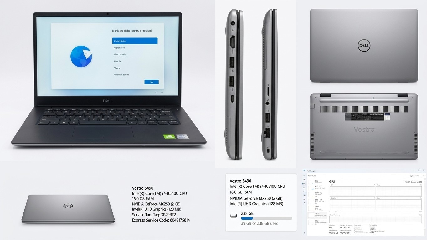 Dell Vostro 5490 14in i7-10510U 16GB RAM 256GB SSD GeForce MX250 Windows 11 Pro