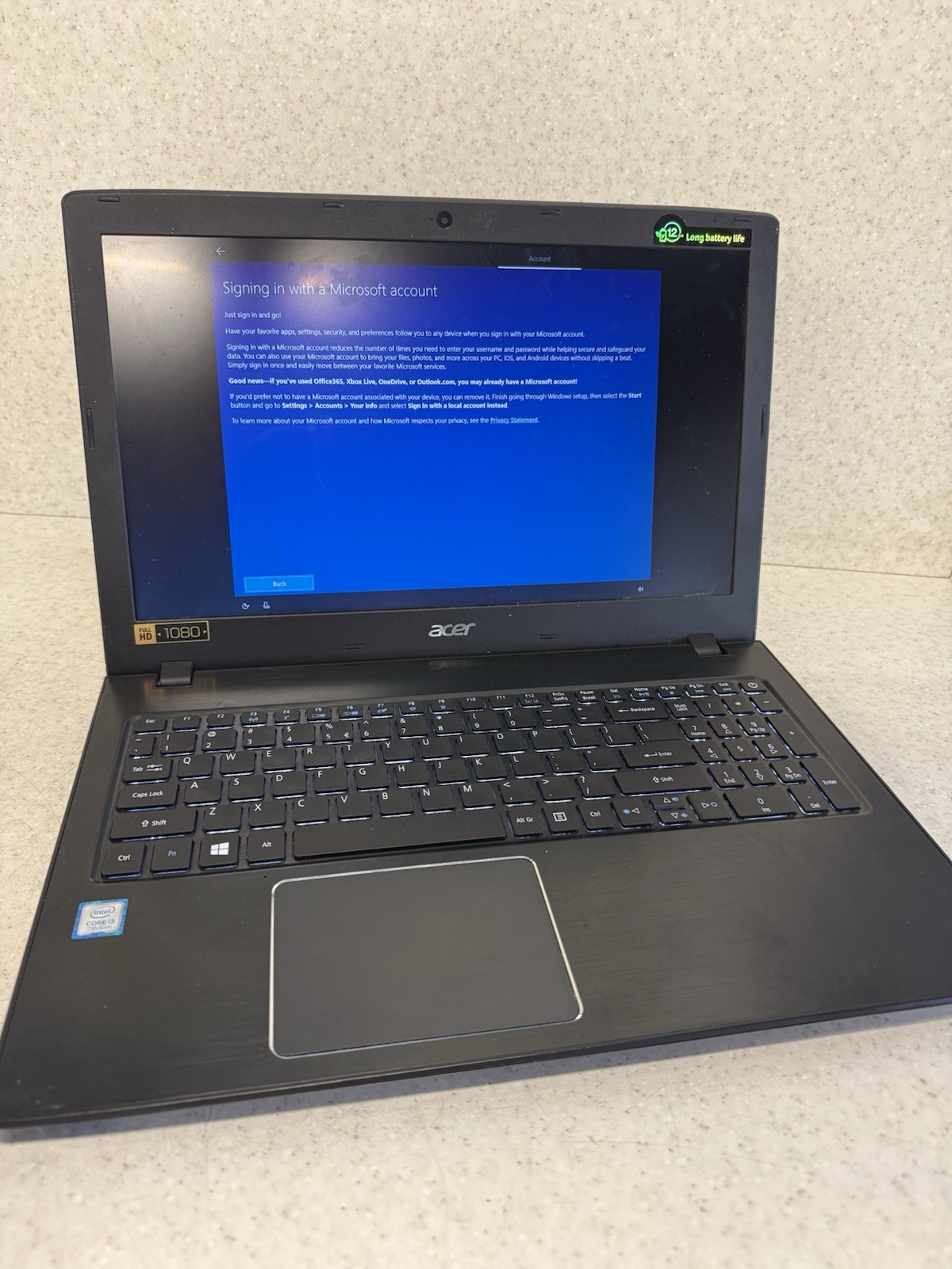 Acer Aspire E5-575 15″ Laptop Intel i3-7100U 8GB RAM 224GB SSD Win10 Computer