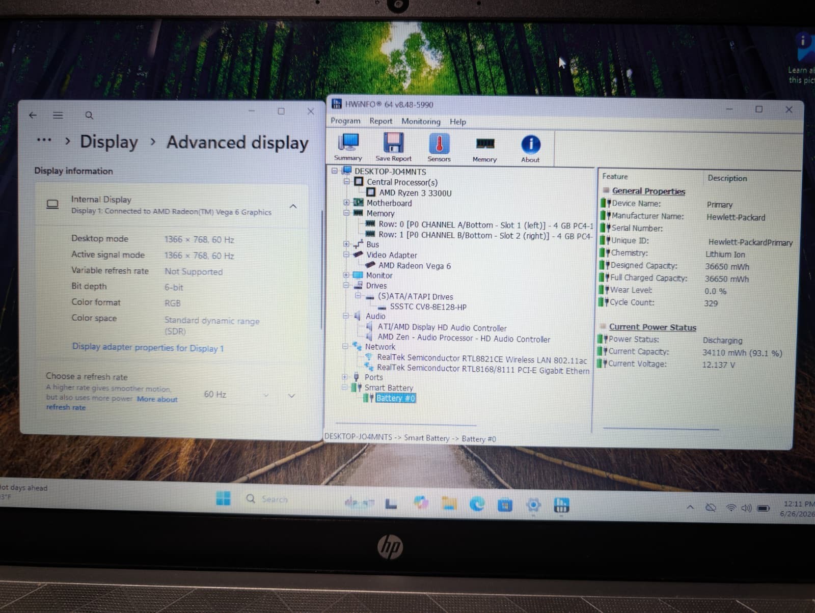 15.6″ HP Pavilion 15-CW1 | AMD Ryzen 3 3300U 8GB RAM 128GB SSD | Windows 11 Home