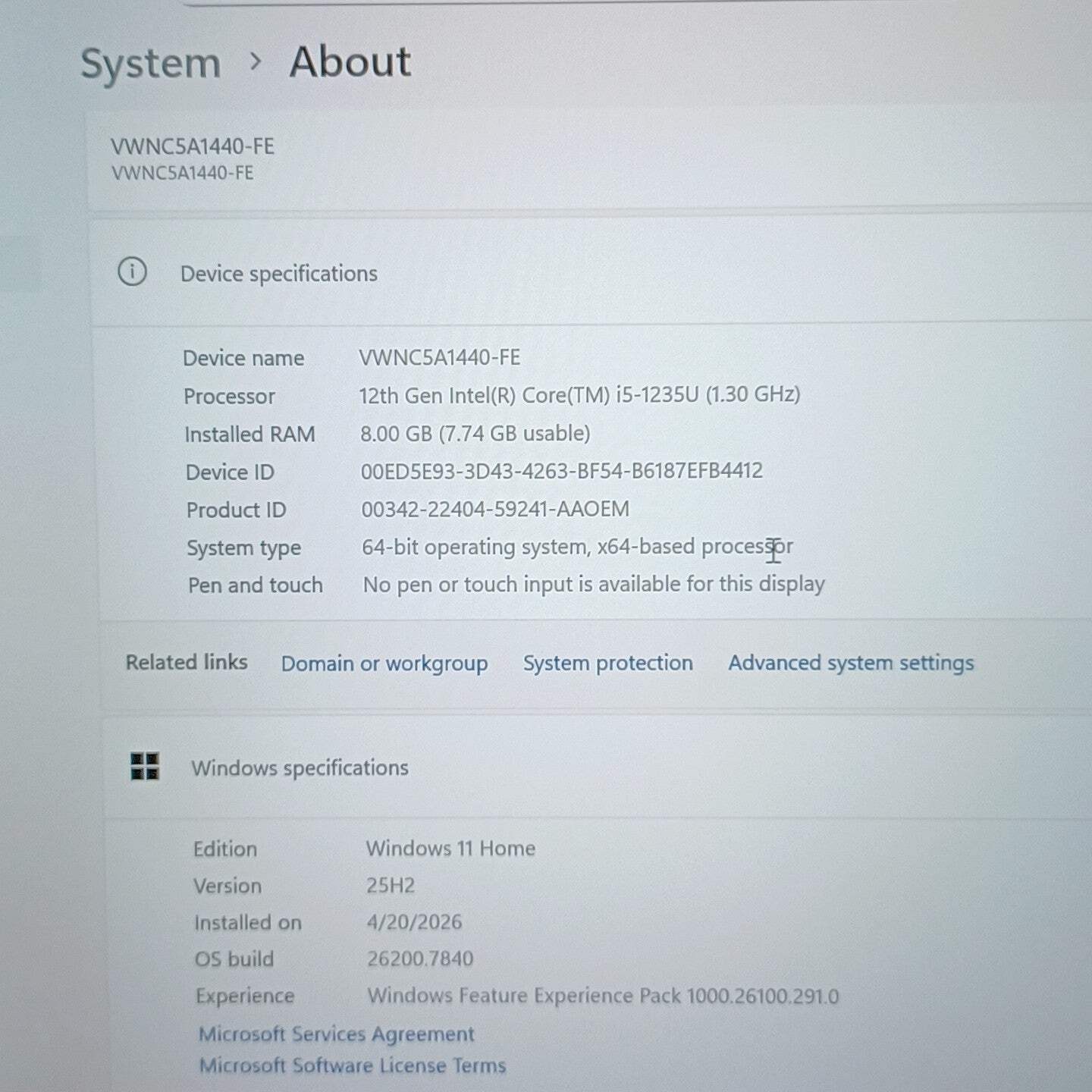 Vaio VPU Company VWNC5A1440-FE 14.1″ i5-1235U 1.3GHz 8GB RAM 1TB SSD
