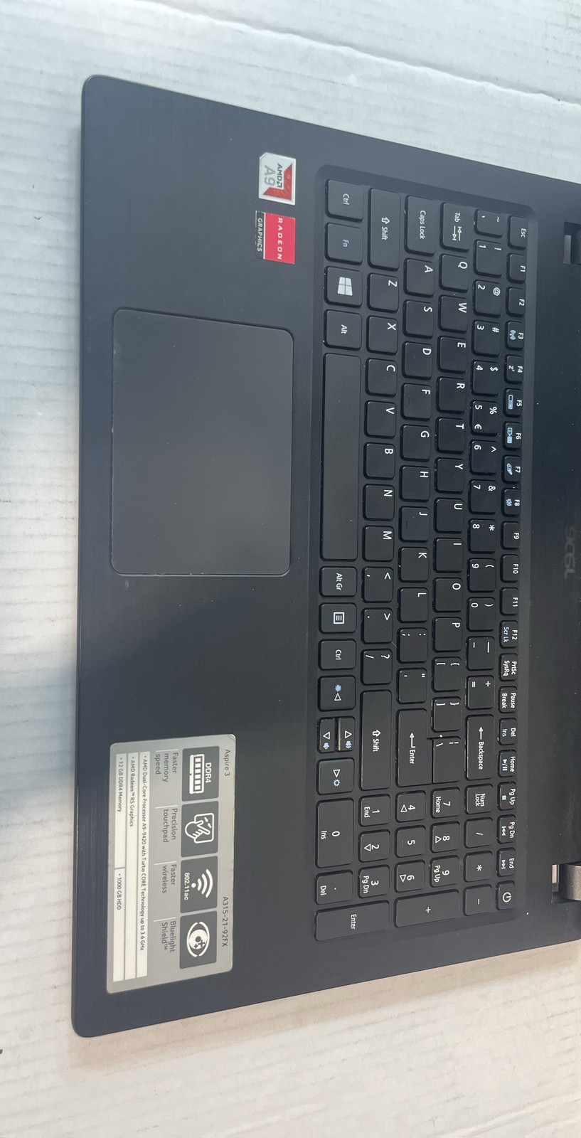 Acer Aspire 3 A315-21-92FX S/N NXGNVAA01785006FCE7600 15.6″ Laptop FOR PARTS