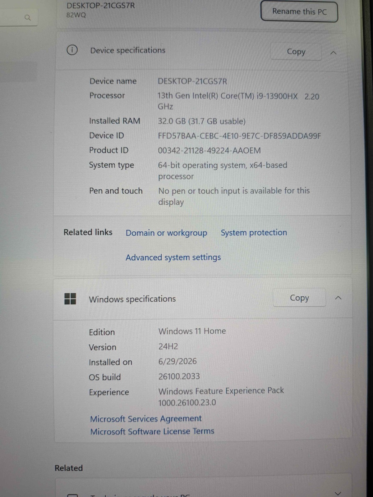 Lenovo Legion Pro 7 16IRX8H 16″ i9-13900HX RTX 4080 32GB 1TB W11 Gray