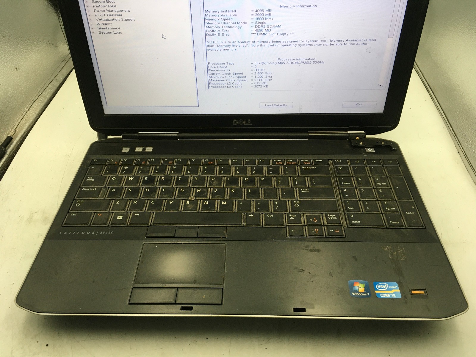 DELL LATITUDE E5530 – BOOTS TO BIOS – INTEL I5 3210M – NO RAM – READ DESC – BB
