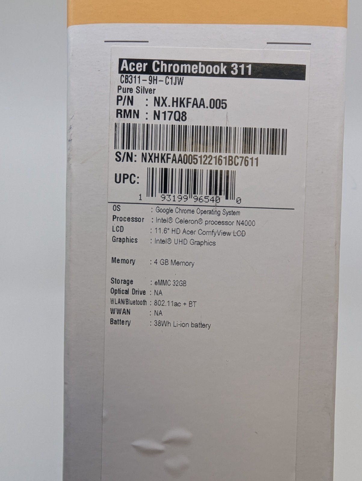 Acer Chromebook CB311-9H Series Model #N17Q8 (Silver)