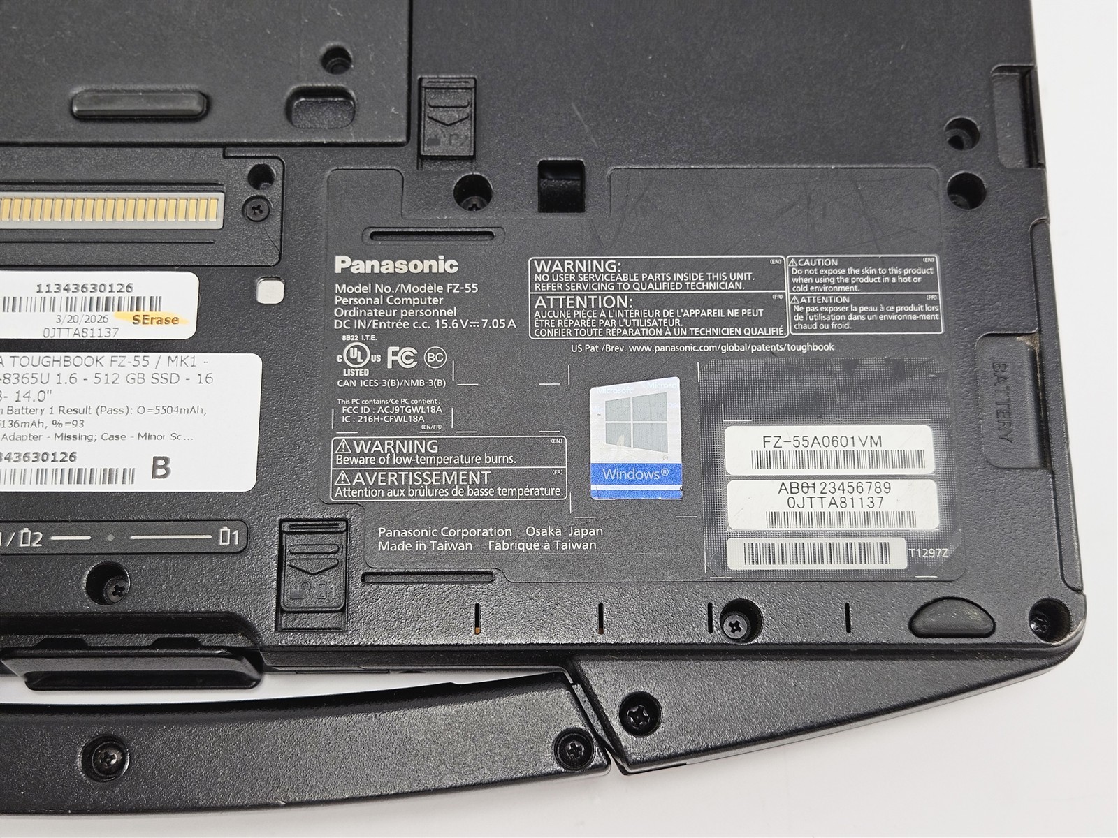 Panasonic Toughbook FZ-55 MK1 14″ i5-8365U 512GB SSD 16GB RAM Silver Laptop
