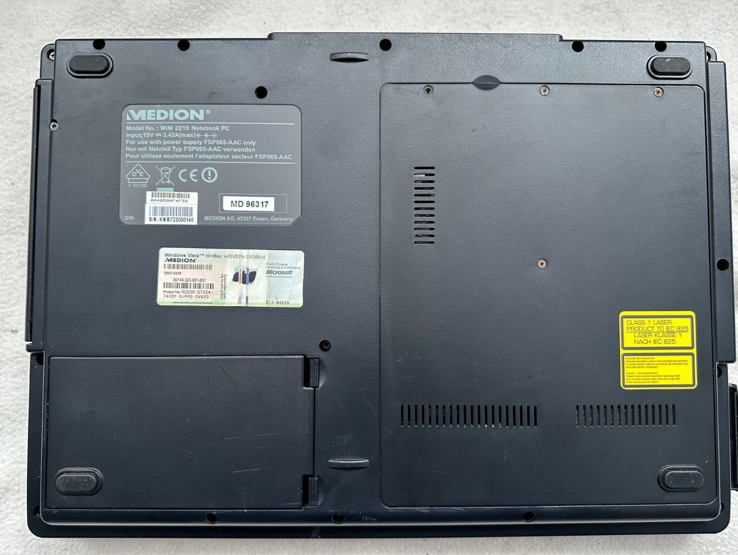 Medion MIM 2210 MD 96317 with Intel Celeron M 1730MHz 120GB HDD 1GB RAM Laptop
