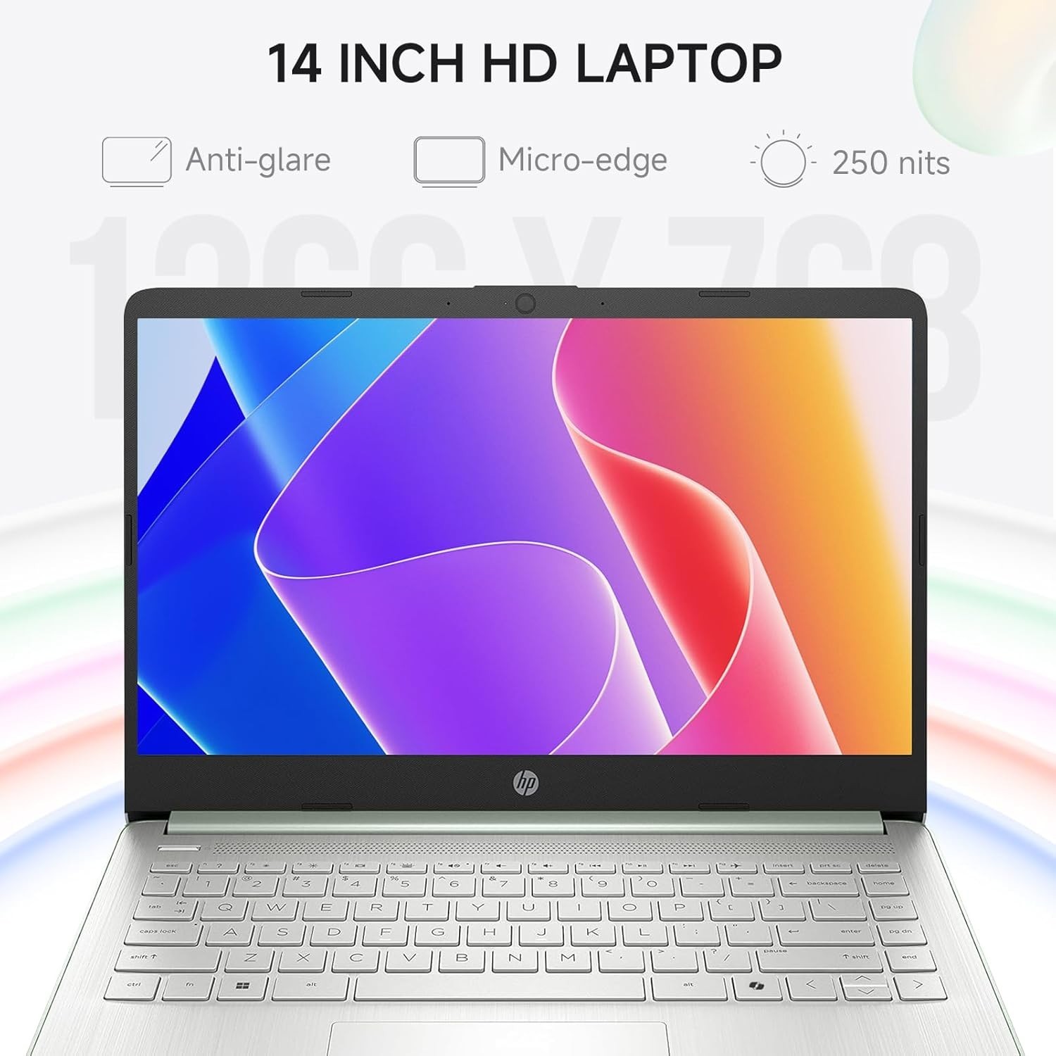 HP 14″ Laptop, Intel Processor N150, 4GB RAM 128GB SSD+128GB MSD, Green , Win11P