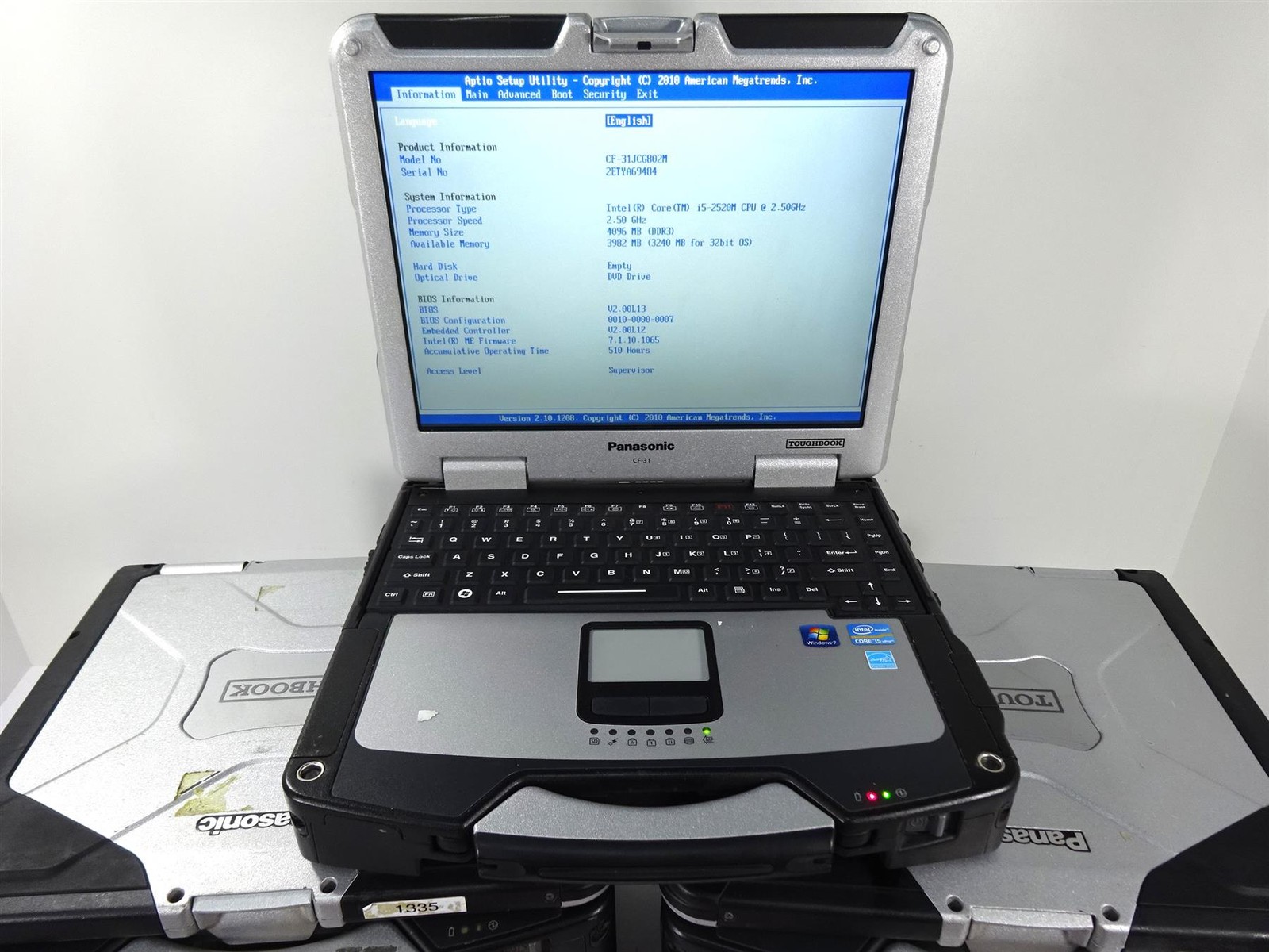 Lot 9 – Panasonic CF-31 MK1 Core i5 M520 2.4GHz 4GB – Bios Locked – No HHD
