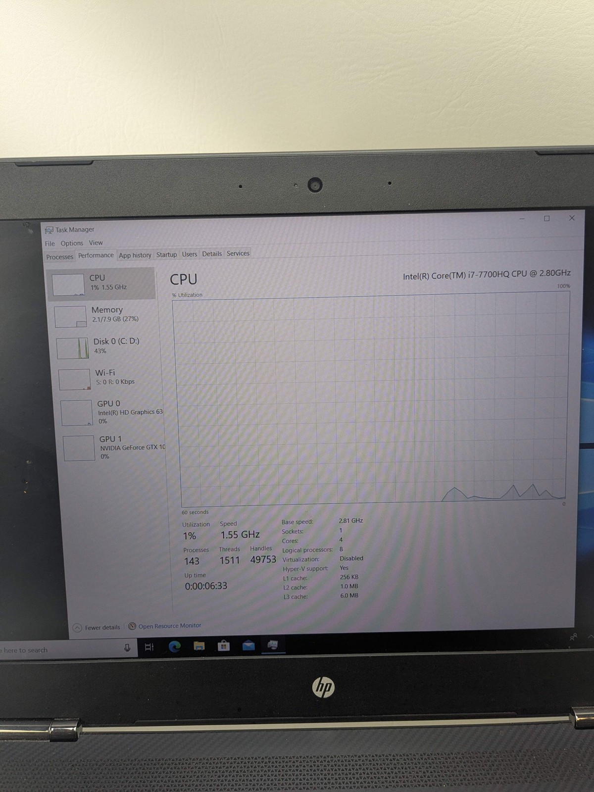 HP Omen QEOIGAAG 15.6″ i7-7700HQ 2.8GHz 8GB RAM 1TB SSD GeForce GTX 1050
