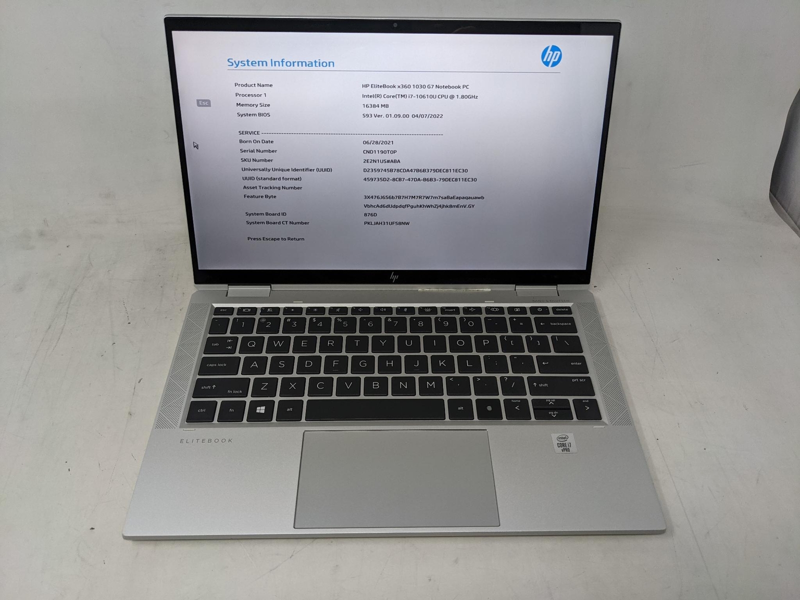 HP ELITEBOOK X360 1030 G7 i7 1.8GHz 16GB RAM 512GB SSD – Grade D