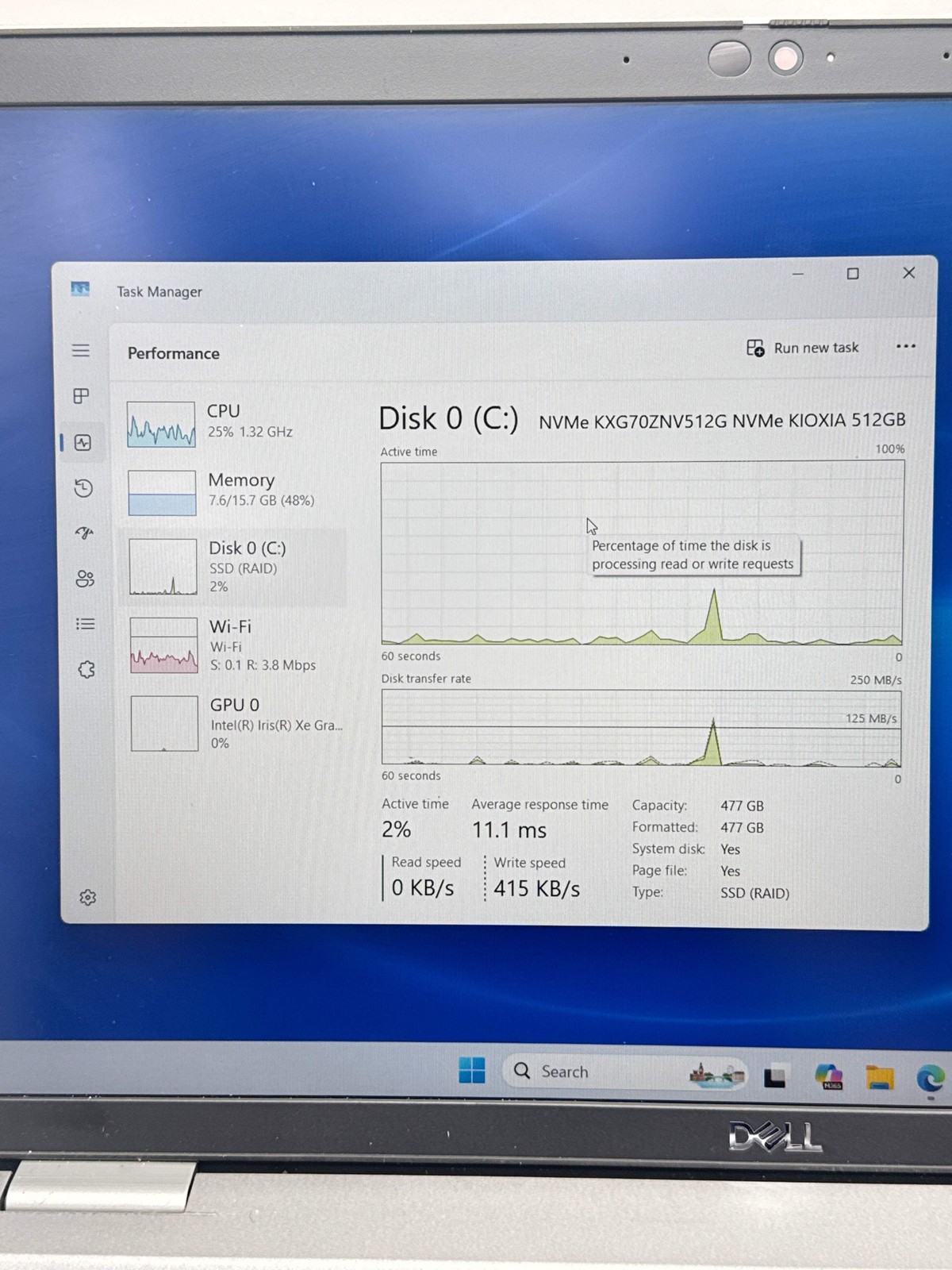 Dell Precision 3560 15.6″ Core i5 11th Gen 16GB 512GB SSD Grey Used