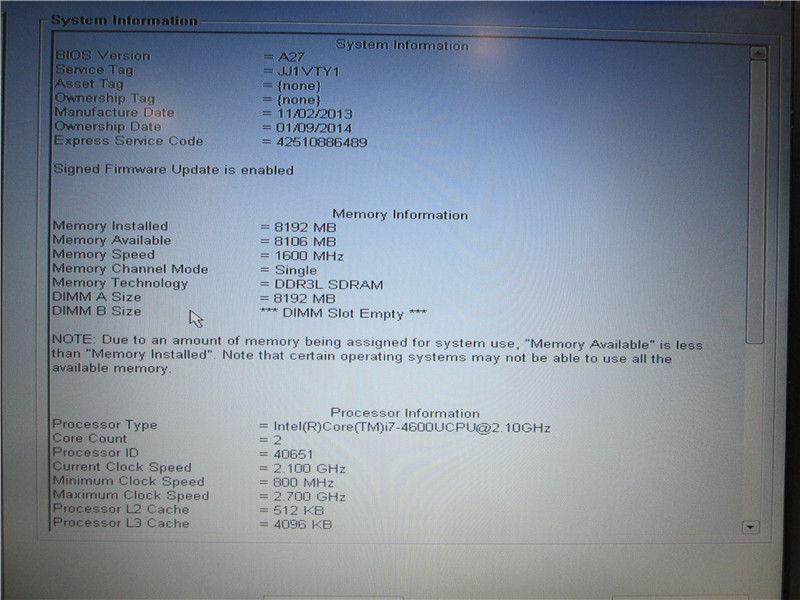 Dell Latitude E7440 Laptop i7-4600U 2.10GHz 8GB No Storage Tested