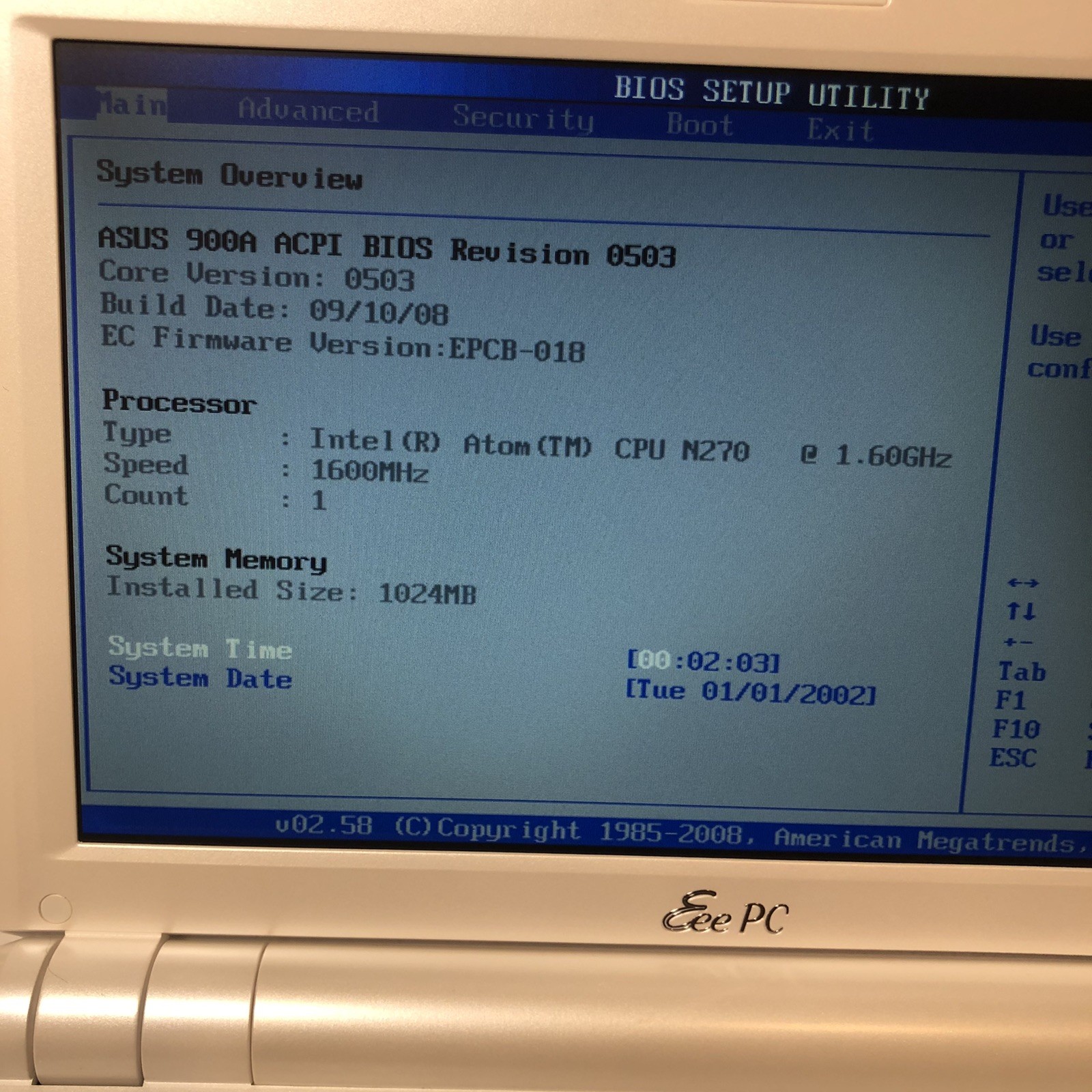 Asus Eee PC 900A Laptop 1.60 GHz, 1 GB RAM