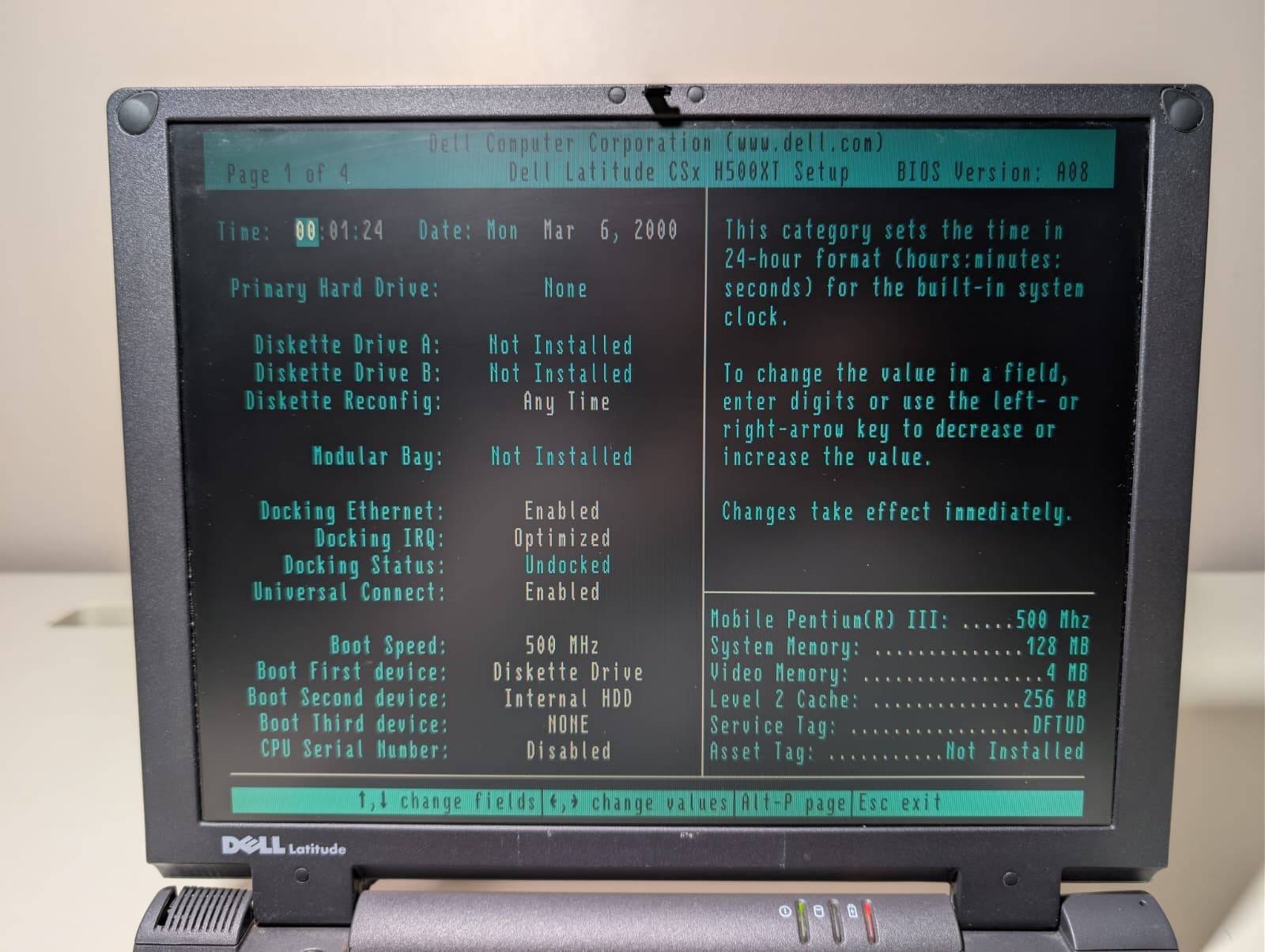 Read! Dell Latitude CSX | Intel Pentium III 128MB RAM NO HDD | Boots to Bios