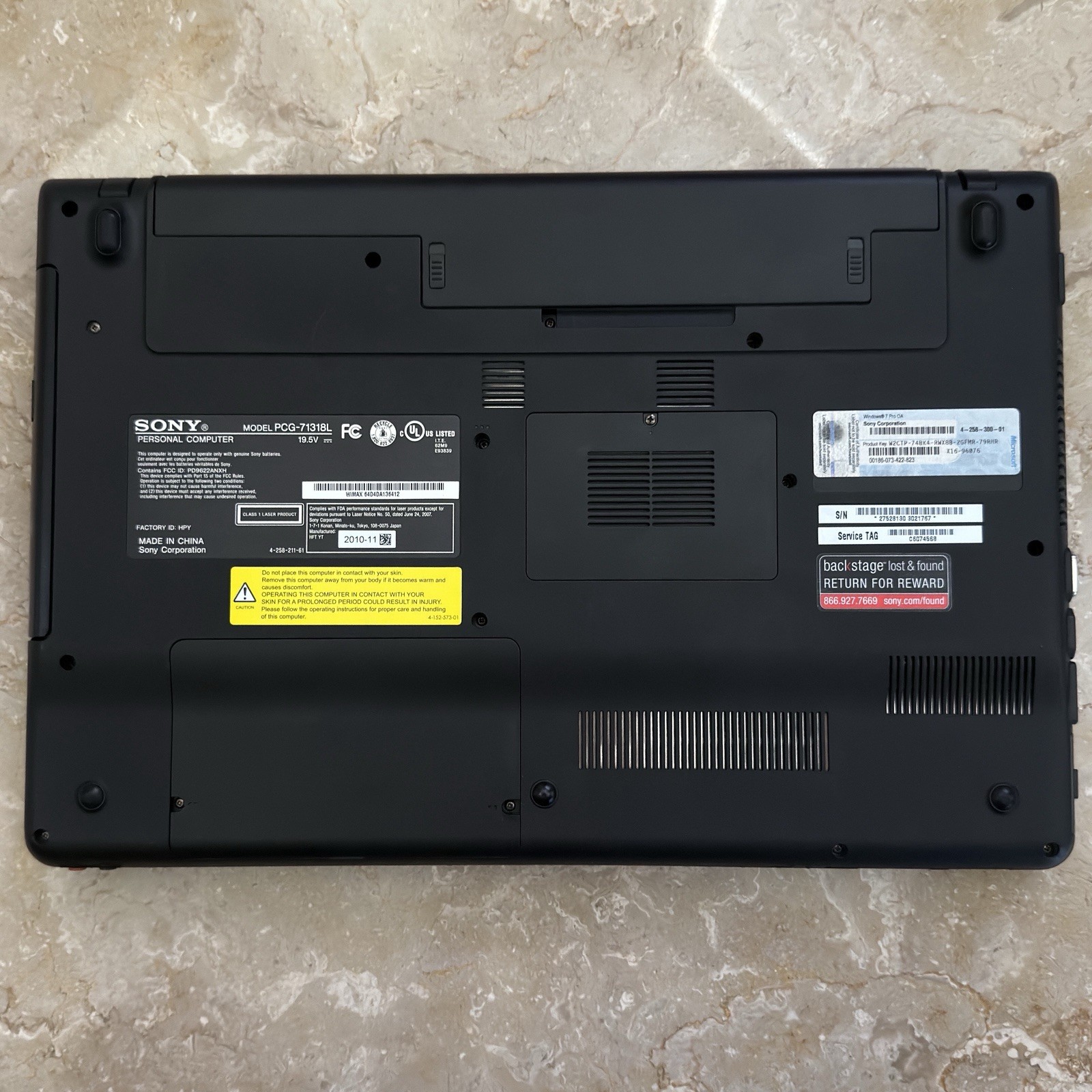 Sony VAIO PCG-71318L 15.6″ I5 M460 2.53Ghz 4GB RAM 256GB SSD