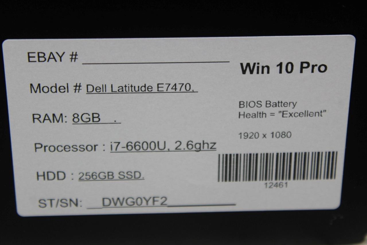 Lot of 2~ Dell Latitude E7470 14″ Laptop i7-6600U 2.6GHZ 8GB RAM 256GB SSD W10P