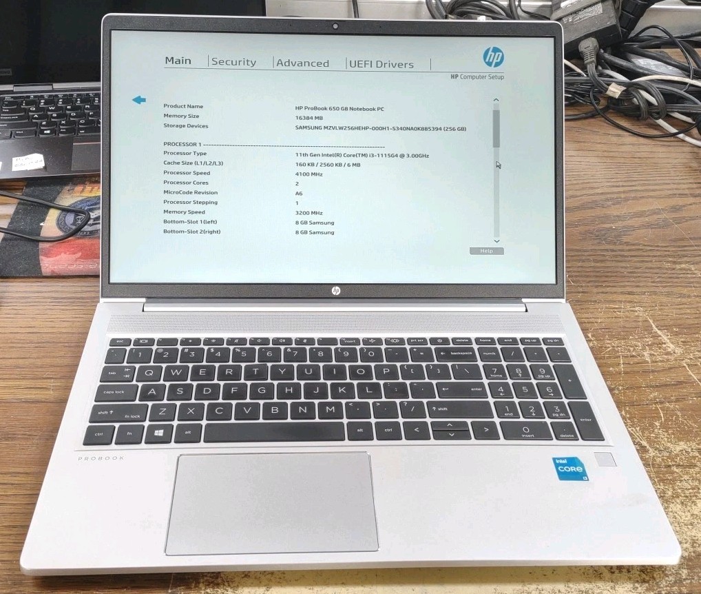 HP ProBook 650 G8 Notebook PC W/ i3-1115G4 3.00GHz, 256GB SSD, 16GB RAM.
