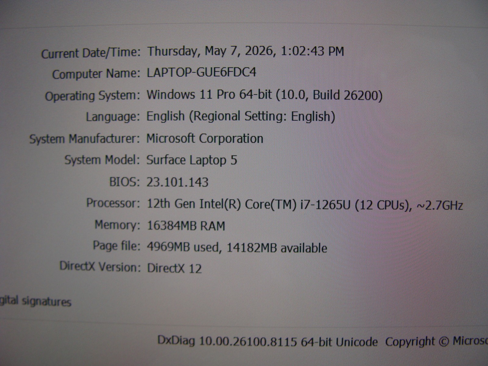 Microsoft Surface Laptop 5 1951 13.5″TOUCH i7-1265U 2.7GHz 16GB 256GB W11P +PA