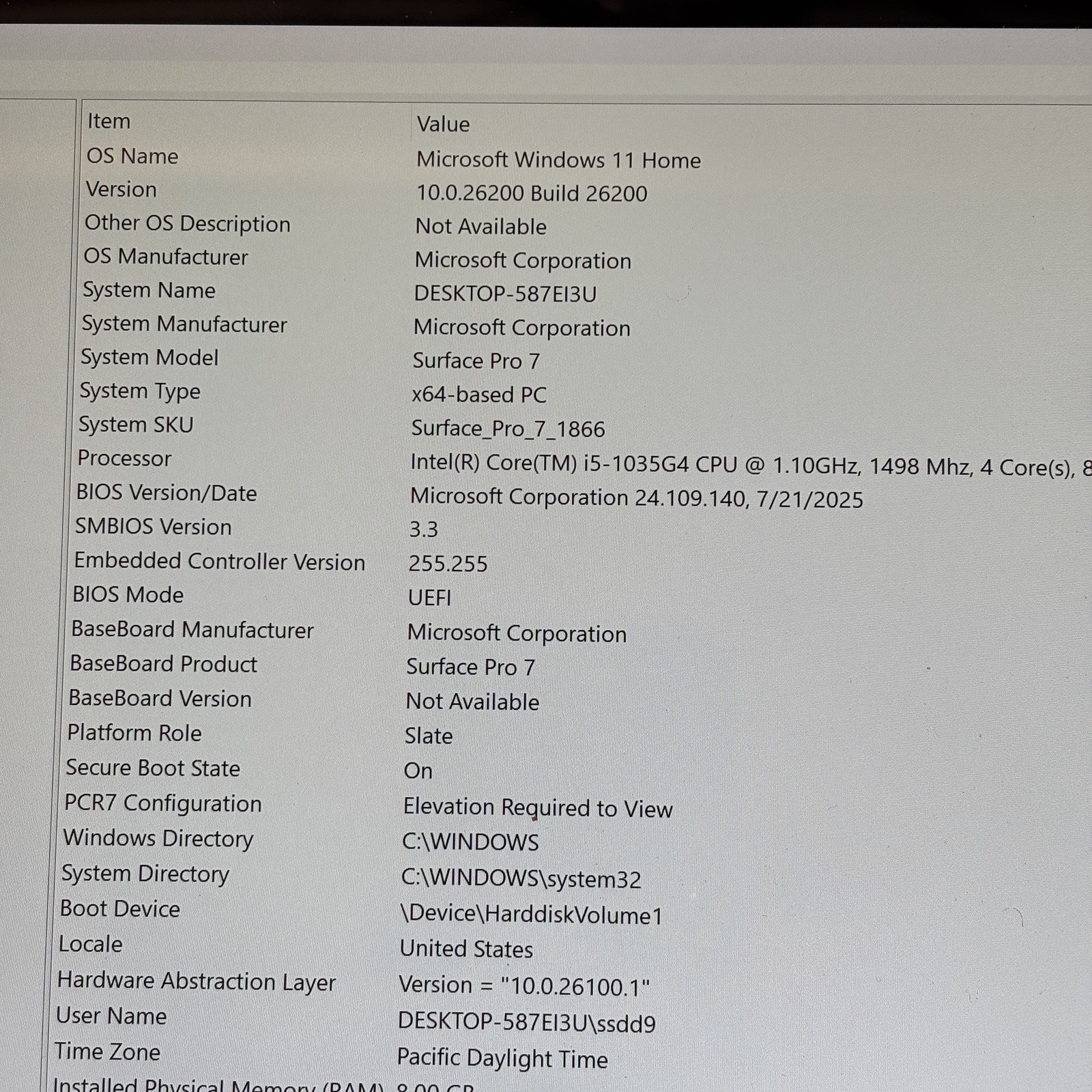Microsoft Surface Pro7 1866 Intel Core i5-1034G4 1.10GHz 8GB RAM 256GB SSD 12.3″