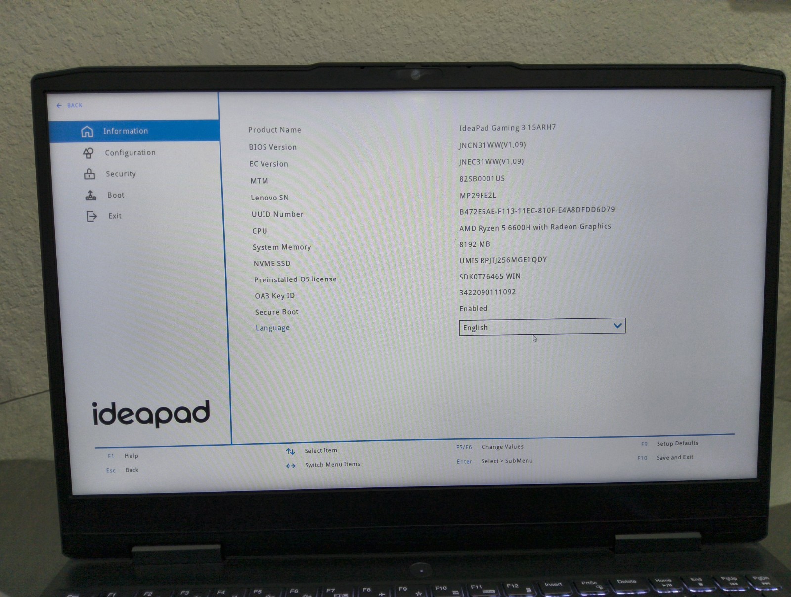 Lenovo IdeaPad Gaming 3 Ryzen 5 6600H RTX 3050 Laptop 8GB 256GB SSD 15.6″