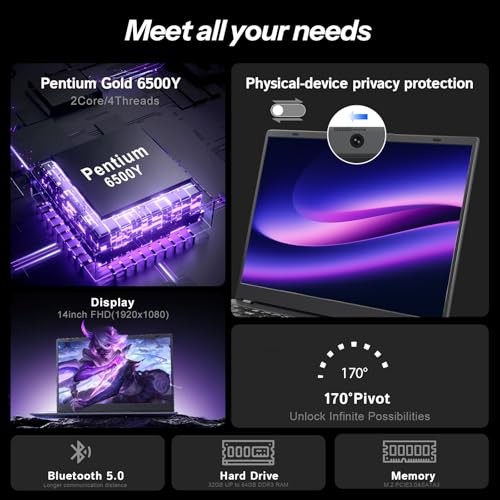 Laptop Computer, 14 Inch Laptop, 16GB RAM 512GB SSD, Pentium 6500Y Processor